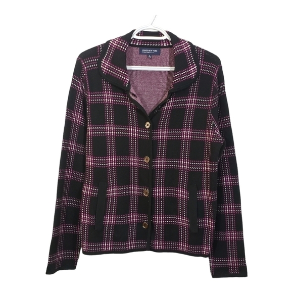 Jones New York Plaid Knit Cardigan - Picture 2 of 12